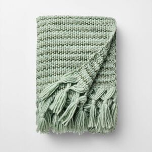 50x60 Throw Mixed Yarn Woven Tassels Green - Threshold Studio McGee